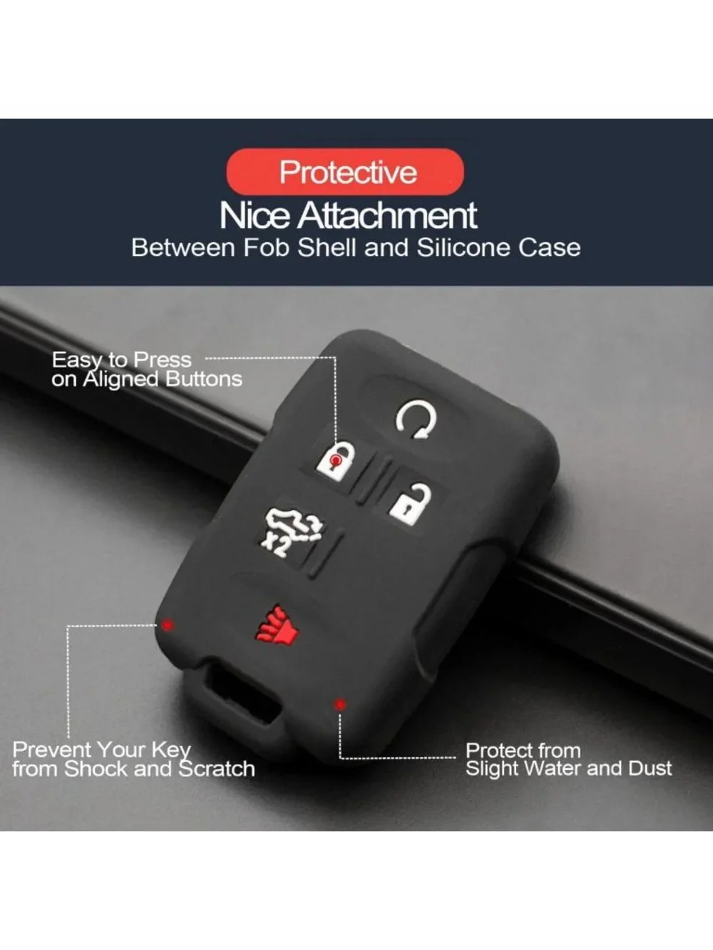 2-Pack Smart Key Fob Cover Case for Chevy Silverado GMC Sierra 1500 2500 3500